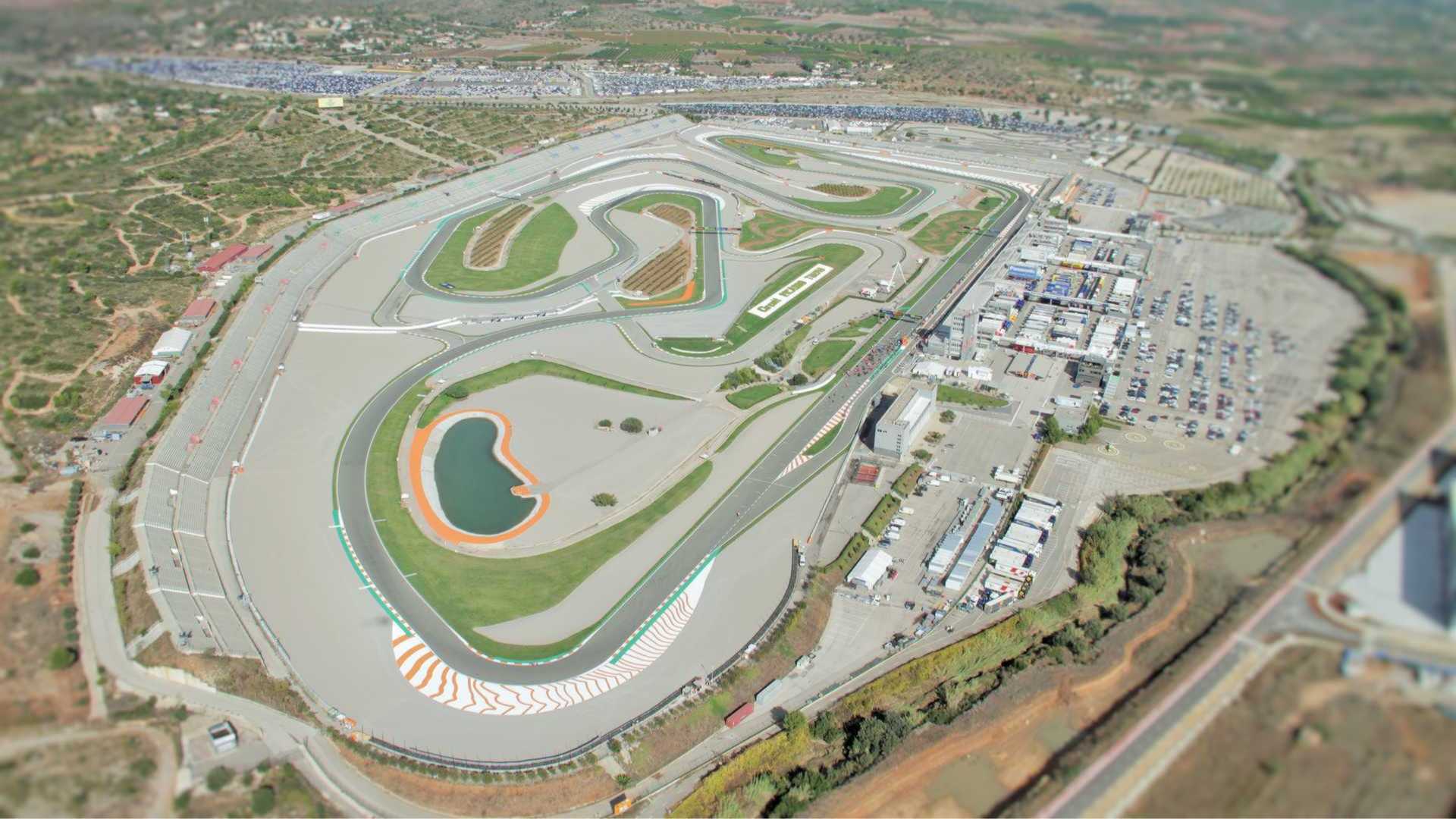 Aerial view of the Ricardo Tormo circuit in Valencia